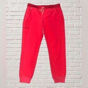 FIGS Technical Collection Red Jogger Scrub Pants Women’s Medium M Cargo Pocket